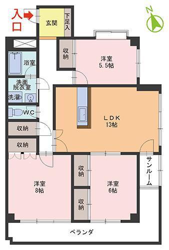 MKマンション(3LDK/5階)の間取り写真