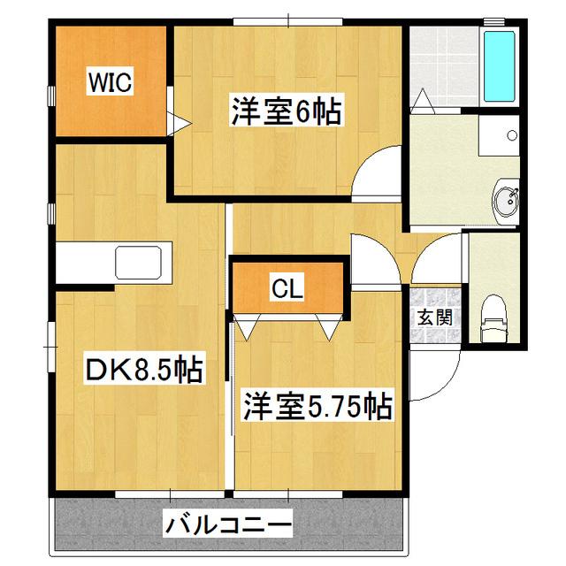 カサベルデ(2LDK/2階)の間取り写真