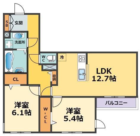 ラ・メゾン三保町(2LDK/3階)の間取り写真
