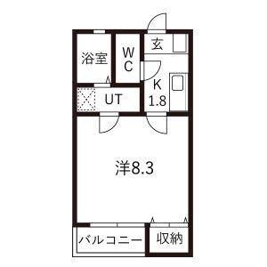 リブレア三番町(1K/1階)の間取り写真