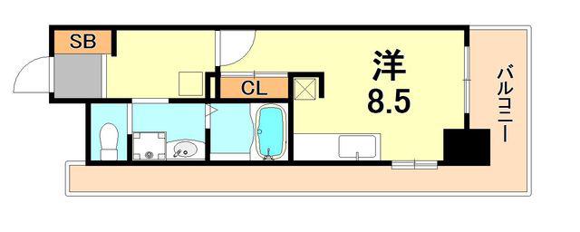 WILLDO浜崎通(ワンルーム/5階)の間取り写真