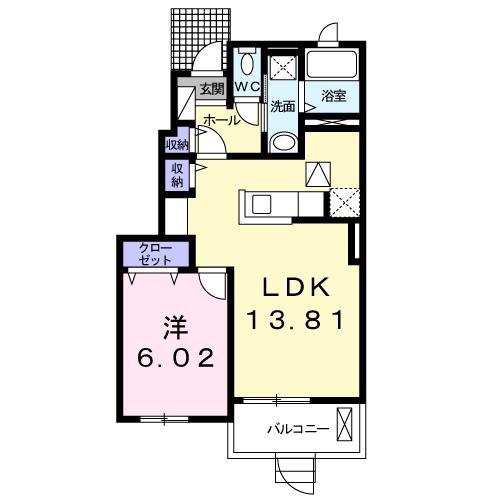 メイプル リーフ(1LDK/1階)の間取り写真
