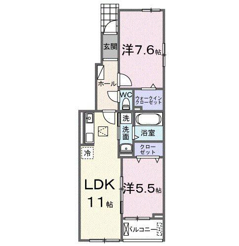 フランシーズコート行田(2LDK/1階)の間取り写真