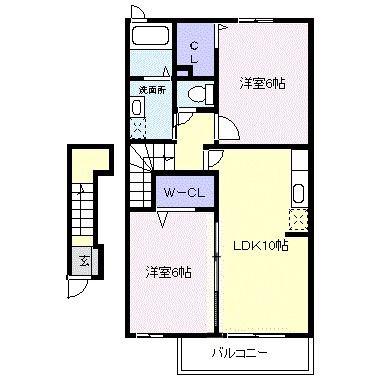 エトワール・ヴィラ(2LDK/2階)の間取り写真