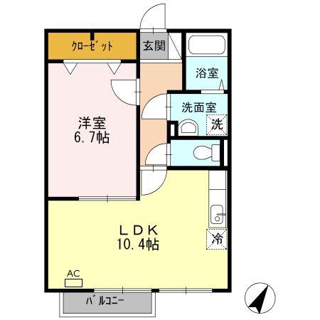 グランシャリオ(1LDK/2階)の間取り写真