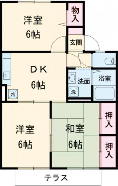 リビアンK(3DK/1階)の間取り写真
