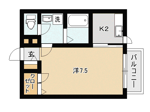 E-テラス(1K/1階)の間取り写真