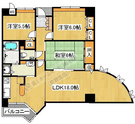 ふぁみーゆ寝屋川セントラルパーク(3LDK/3階)の間取り写真
