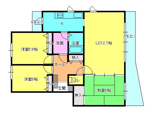 メゾンドプランタン(3LDK/1階)の間取り写真