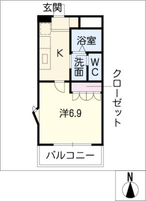 ブリーズドゥメールM(1K/2階)の間取り写真