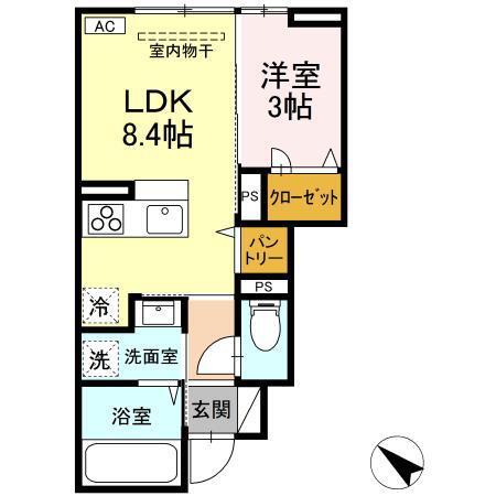 レスア柏崎III(1LDK/1階)の間取り写真
