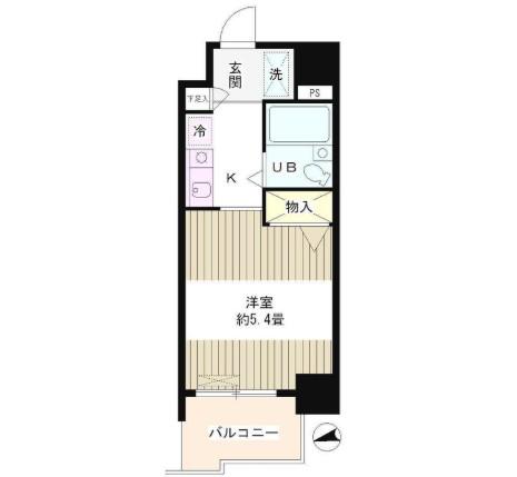 フォレスタ御苑前(1K/2階)の間取り写真