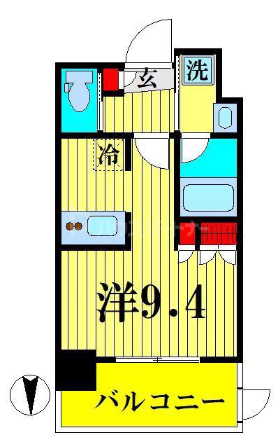 プラウドフラット森下IV(ワンルーム/1階)の間取り写真