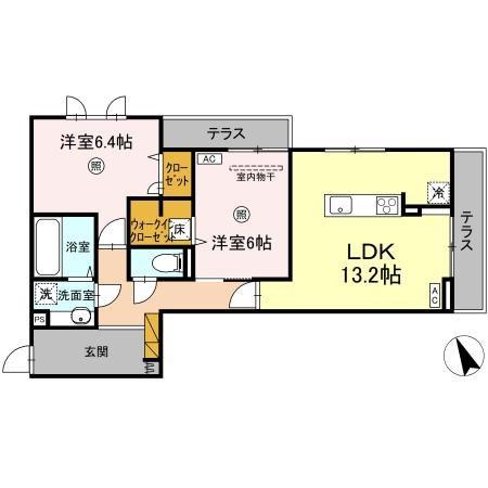 DS LIEN  B(2LDK/1階)の間取り写真