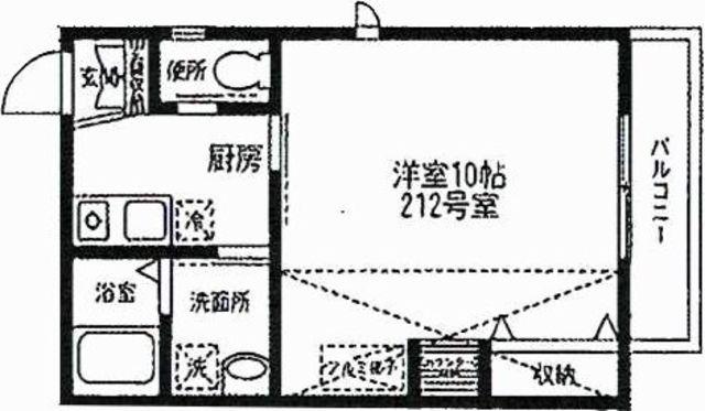 テナック府中(1K/2階)の間取り写真