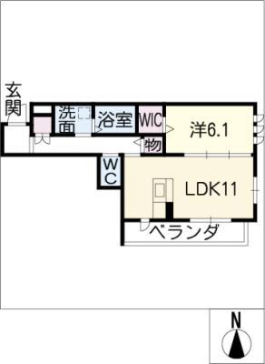 LIFE橘一丁目(1LDK/1階)の間取り写真