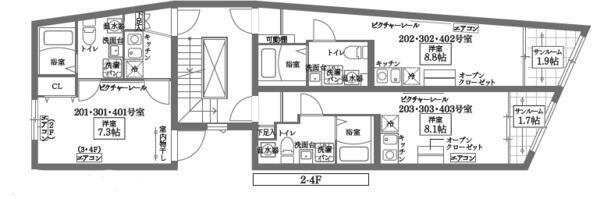 COCOCUBE北千住II(ワンルーム/4階)の間取り写真