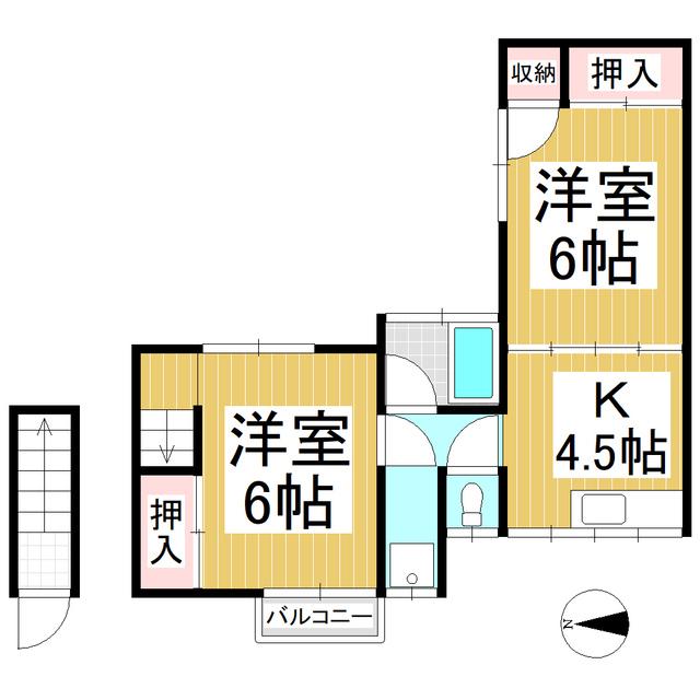 コーポラス栄(2K/2階)の間取り写真