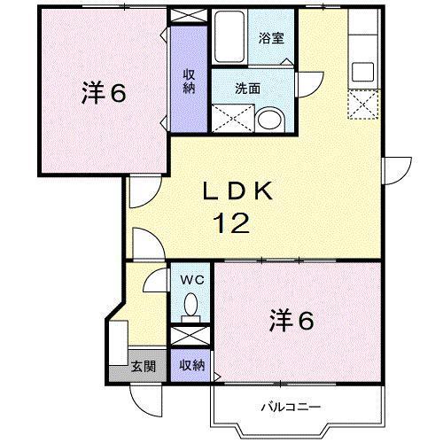 ファミールヒルズE(2LDK/1階)の間取り写真