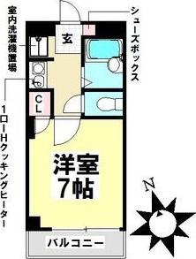 エスポワール(1K/3階)の間取り写真