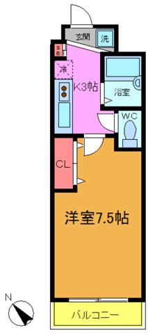 ヴィクトリアン(1K/3階)の間取り写真