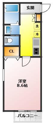 朋久レジデンス(1K/1階)の間取り写真