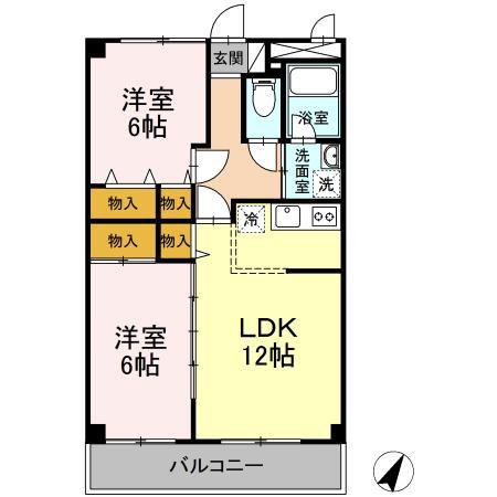 MKビル(2LDK/4階)の間取り写真