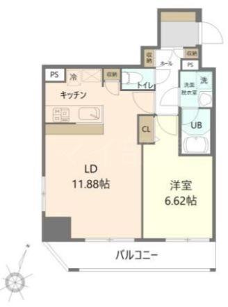 ホープシティ秋葉原(1LDK/6階)の間取り写真
