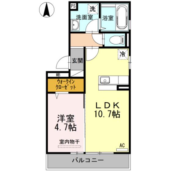 アナザースカイ(1LDK/2階)の間取り写真