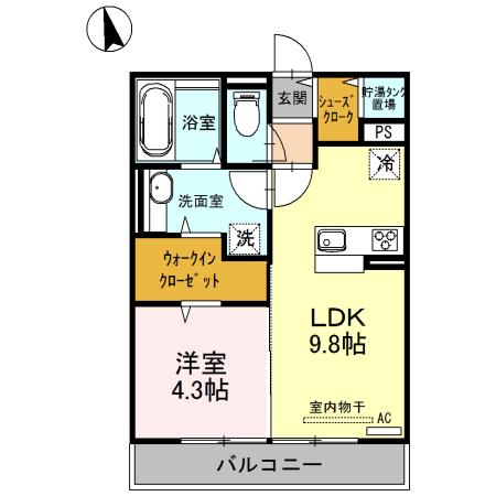 P.H.4(1LDK/3階)の間取り写真