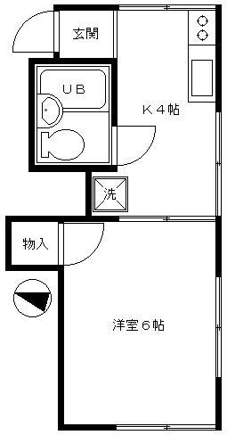ニューハイツフジ(1K/2階)の間取り写真