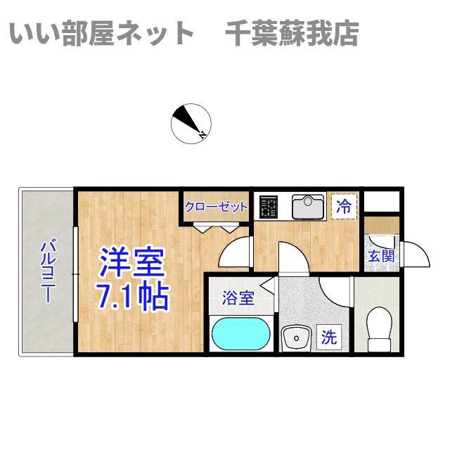 ジーメゾン千葉長洲ユディン(1K/2階)の間取り写真
