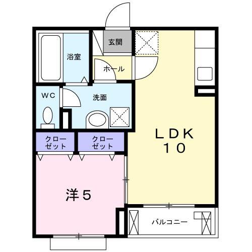ヴィアソーレ摂津(1LDK/3階)の間取り写真