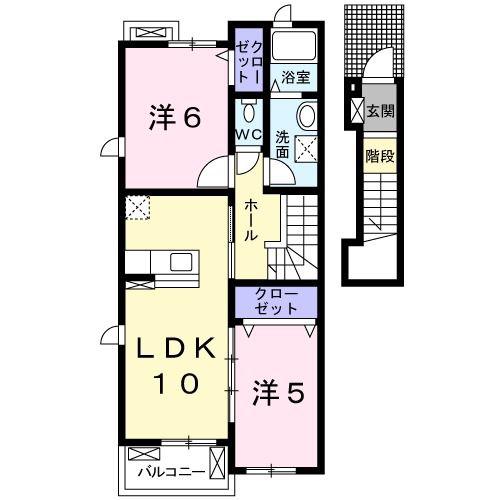 ビューテラス ぐしちゃん(2LDK/2階)の間取り写真