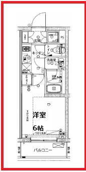 ライジングプレイス綾瀬(1K/4階)の間取り写真