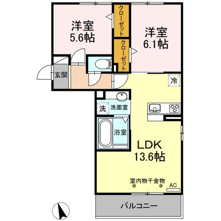 D-ROOM小牧(2LDK/3階)の間取り写真