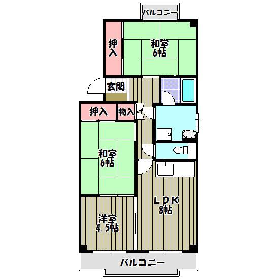 プレステージ北野田(3LDK/1階)の間取り写真