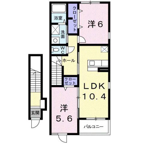 ラフレシールA 2LDKHT(2LDK/2階)の間取り写真