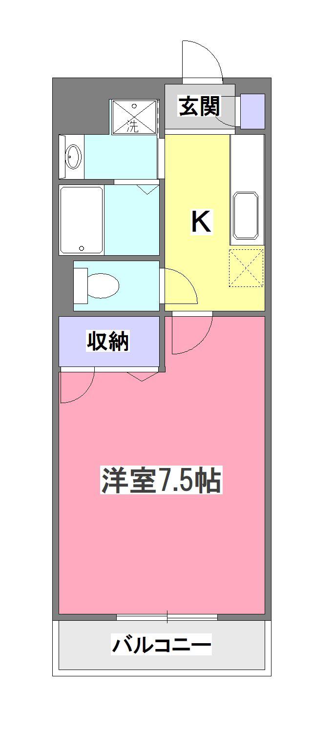 アドミラブール(1K/3階)の間取り写真