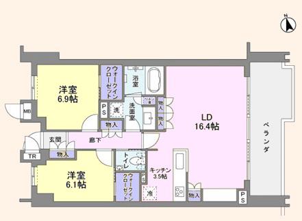 瀬田の杜(2LDK/2階)の間取り写真