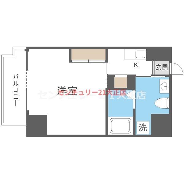 JJ CORT市元(1K/6階)の間取り写真