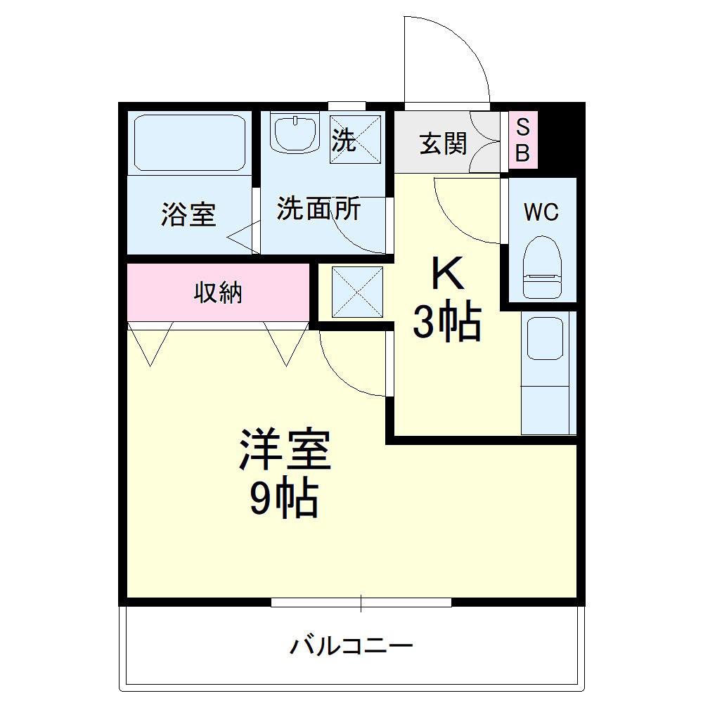 磐田ヒルズI(1K/1階)の間取り写真