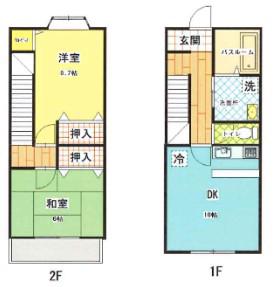 学園ステラ(2LDK/1階)の間取り写真