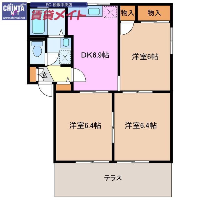 フォーレス銀D(3DK/1階)の間取り写真