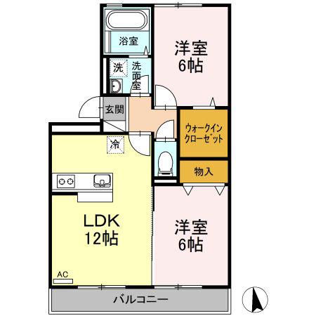 ジュネス針田 B棟(2LDK/3階)の間取り写真