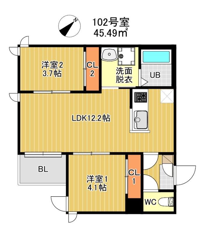 REGALEST塩原テラス(2LDK/3階)の間取り写真