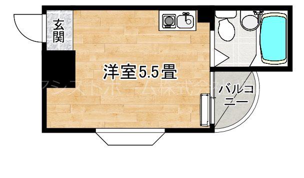 ホワイトヴィラ(ワンルーム/4階)の間取り写真