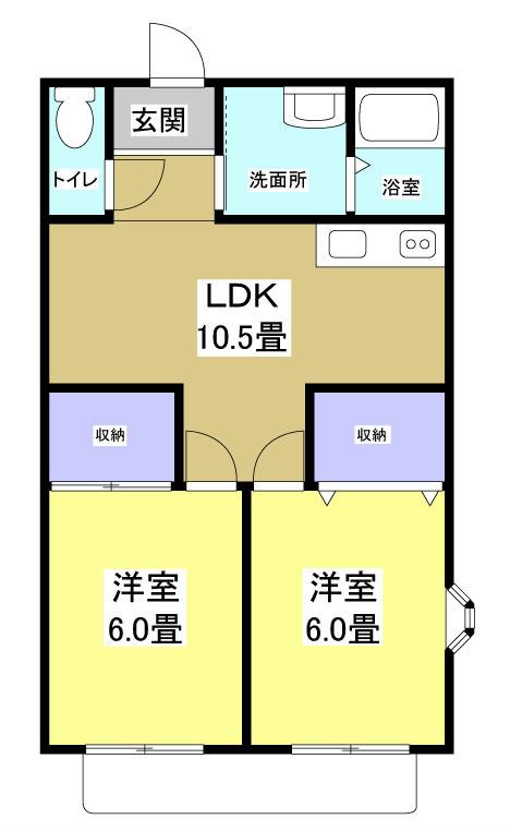 静岡県袋井市 2階建 築25年(2LDK/2階)の間取り写真