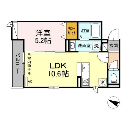 T-ハウスNK(1LDK/3階)の間取り写真