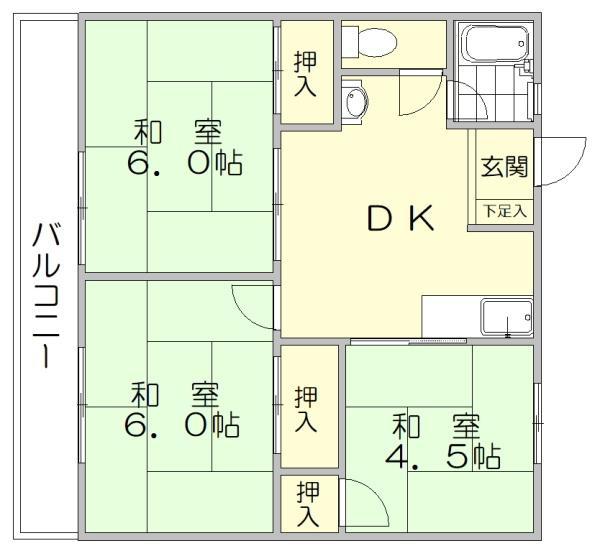大島ビル(3DK/4階)の間取り写真